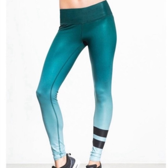 ALO Yoga Pants - Alo Yoga Green Ombré Leggings with Stripes